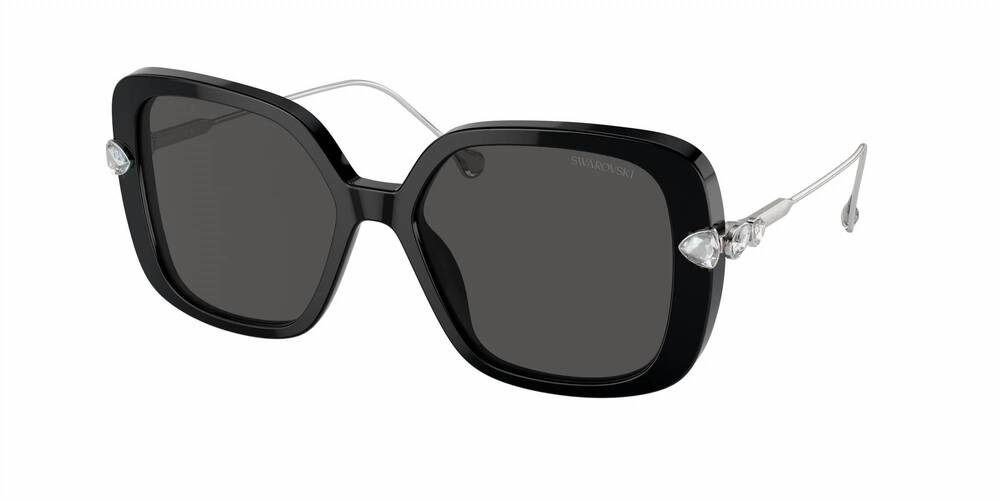 NEW SWAROVSKI women's round metallic frame sunglasses in black/grey acetate